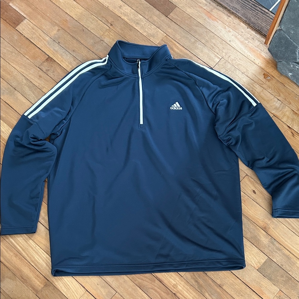Adidas Men's Dark Blue Performance Quarter-Zip Jacket